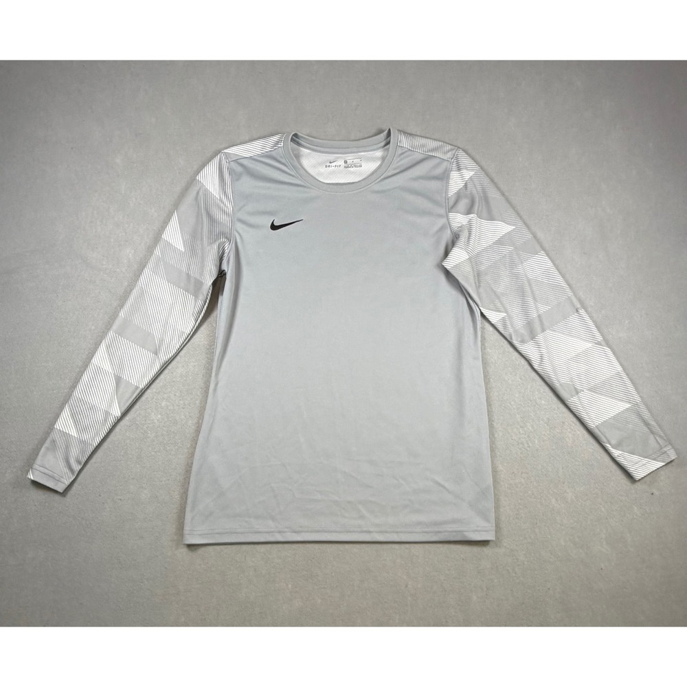 Nike Dri-FIT Women Grey Long Sleeve Graphic Athletic Training Top Medium